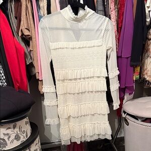 Guess White Ruffled Dress